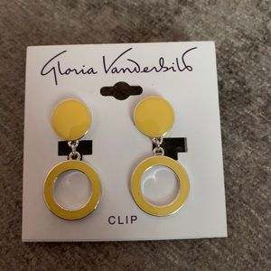 Gloria Vanderbilt yellow clip on earrings